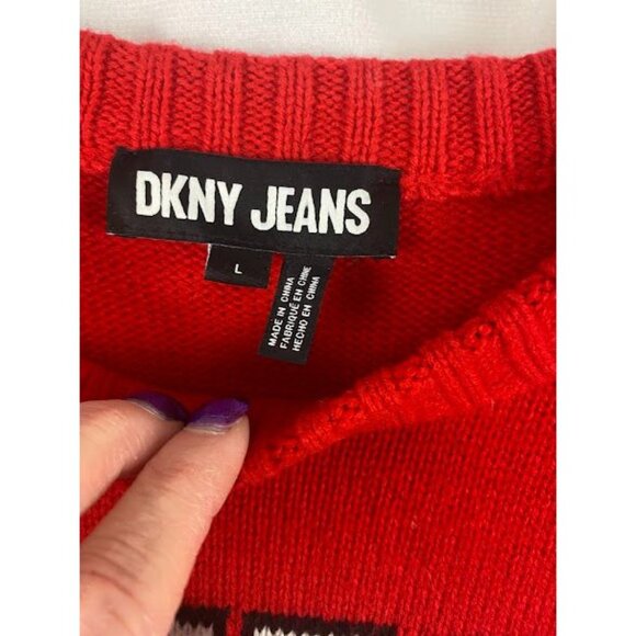 DNKY New York Red Logo Pull Over Sweater Women's Large. - Picture 6 of 6